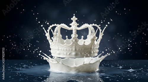 Crown Made of Milk Splashing in Water.