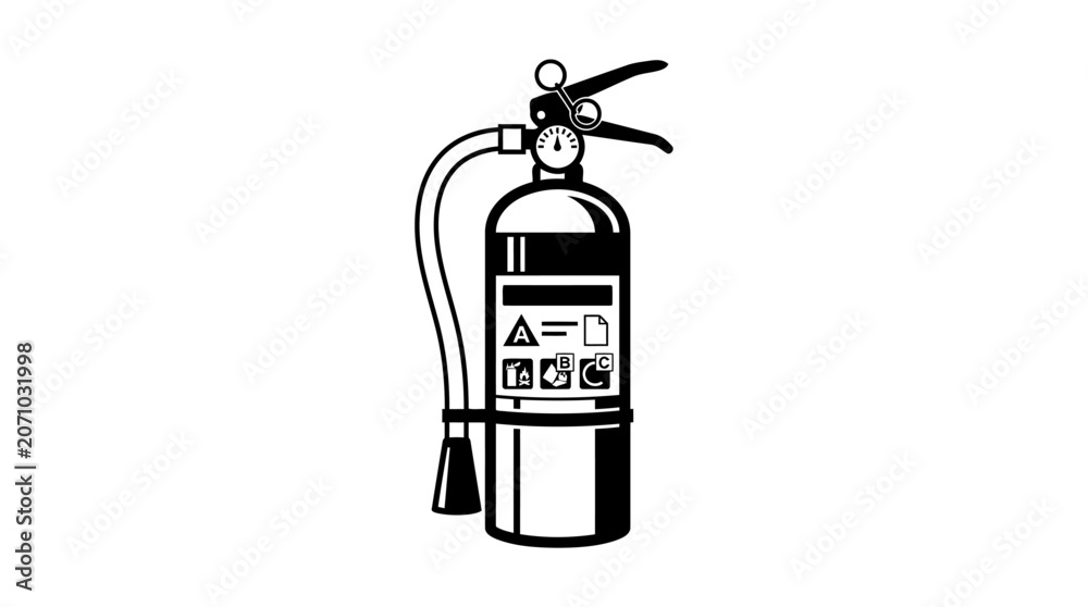 Obraz premium A black and white illustration of a fire extinguisher