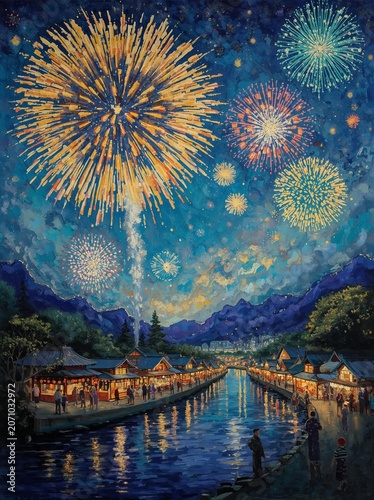 打ち上げ花火のイラストデザイン5 - 1
