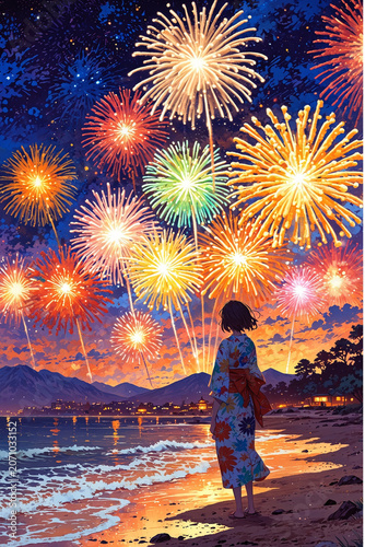打ち上げ花火のイラストデザイン11 - 1