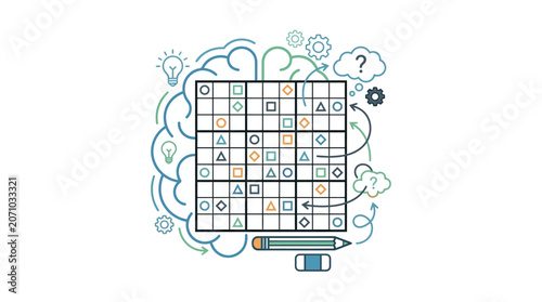 Brain Teaser Logic Puzzle with Geometric Shapes