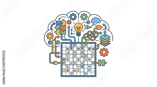 Brainstorming and Problem Solving Concept Illustration