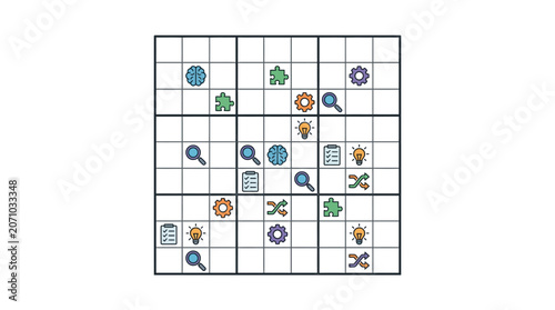 Business Logic Puzzle Concept with Icons