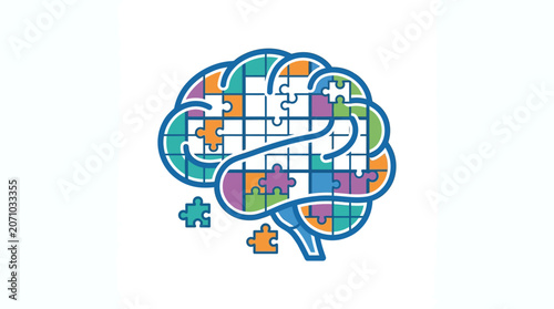 Colorful Brain Jigsaw Puzzle Concept