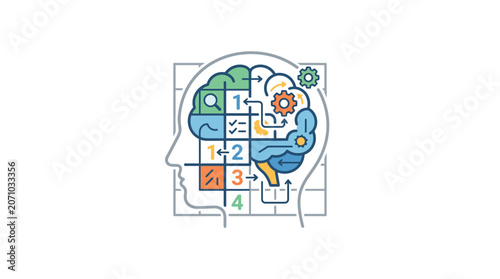 Creative Analytical Thinking Brain Concept Icon
