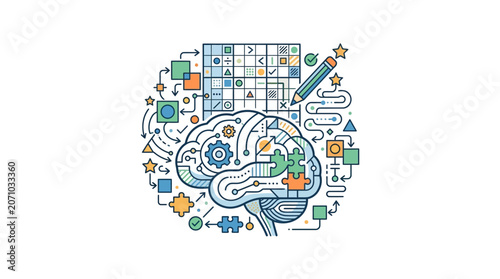 Creative Brain Logic and Problem Solving Concept Illustration