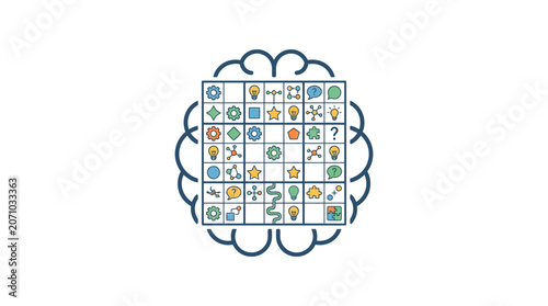 Creative Brain Grid Infographic Concept