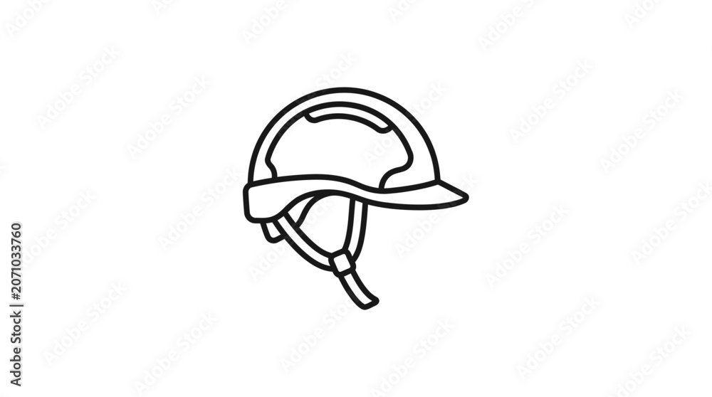 Fototapeta premium A simple black and white line art illustration of a construction safety helmet.