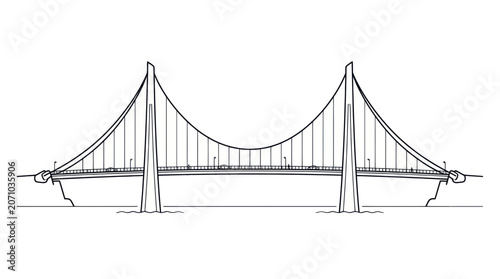 Quadro su tela Suspension Bridge Architecture Engineering Structure.