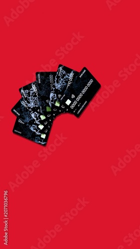 Vertical Credit Card Loop Animation on Red Background – 3D Finance Concept 4K