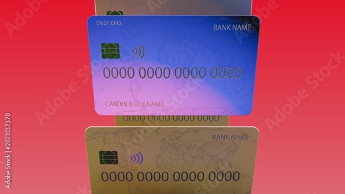 Fast Credit Card Flyby Animation on Red Background – 3D Finance 4K