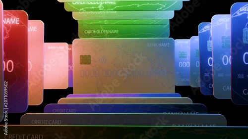 Animated Credit Cards on Black Background – 3D Financial Technology Concept 4K