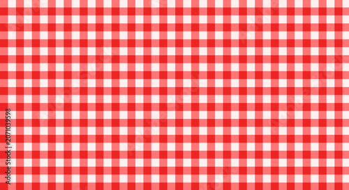 Red and White Gingham Checkered Seamless Pattern Background. Vector illustration