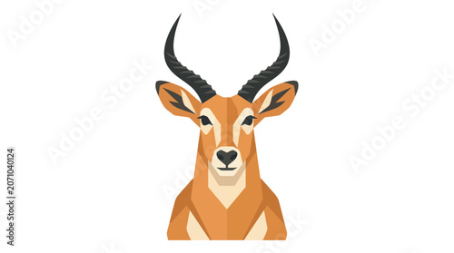 Canvas Print Brown Antelope Head with Horns Portrait.