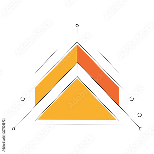 Minimalist geometric pyramid with orange and yellow triangles