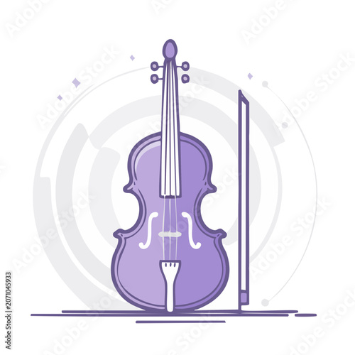 Purple violin and bow illustration