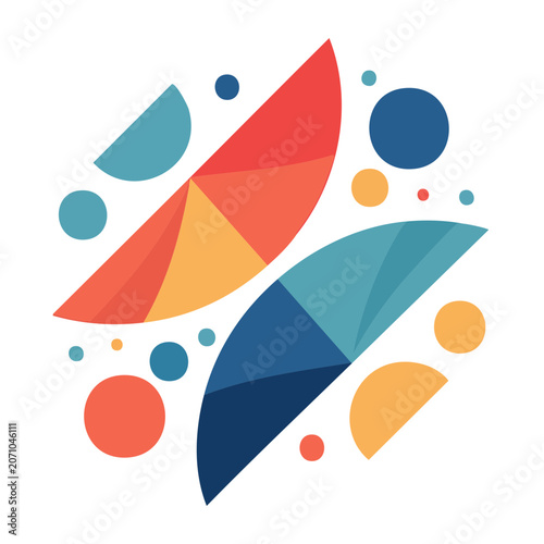 Abstract geometric shapes and circles in vibrant colors