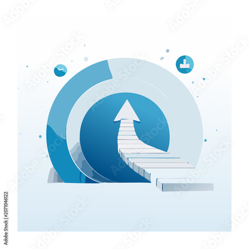Abstract illustration of a staircase arrow showing progress and growth