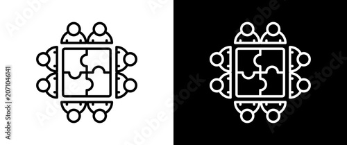 Quadro em tela Group white and black icon set design