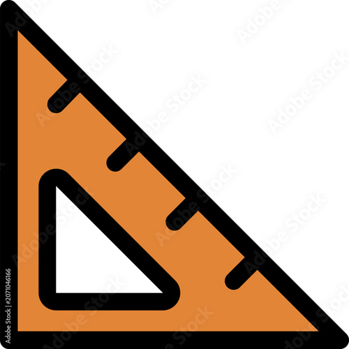 Hand drawn ruler-triangle. Ruler doodle illustration.