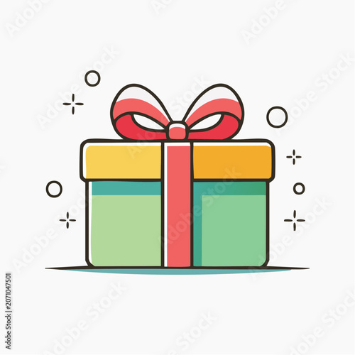Gift Box with Red Ribbon and Bow