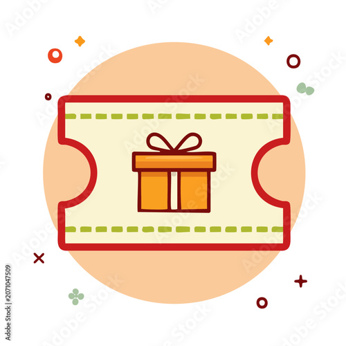 Gift ticket icon with gift box and ribbon