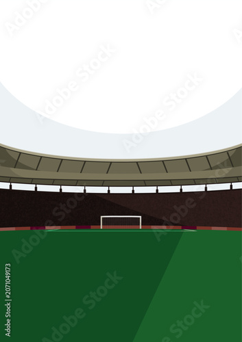 Top view soccer field graphic with center circle line layout and realistic football asset