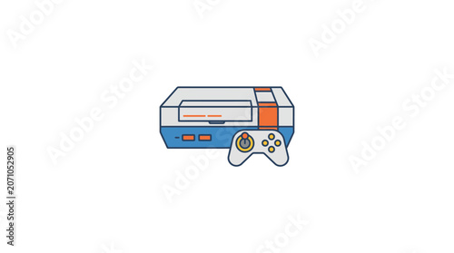 Retro Video Game Console with Controller Illustration