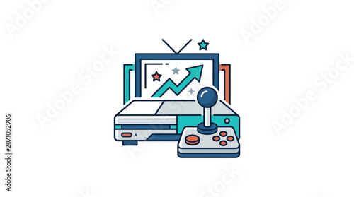 Retro Video Game Console and Joystick Icon