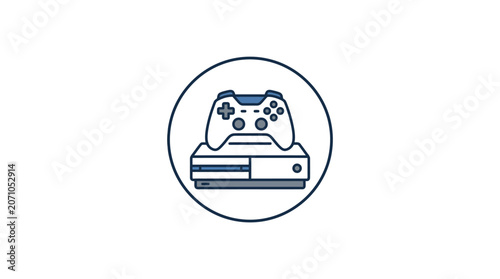 Video Game Console and Controller Flat Line Icon