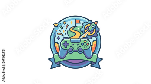 Video Game Achievement Badge Icon Illustration