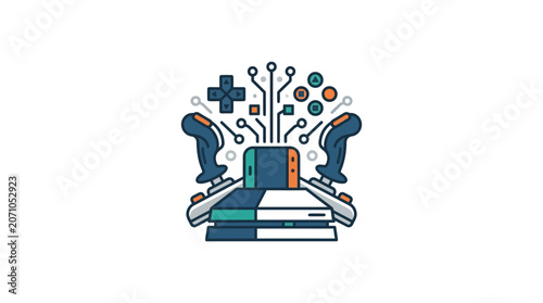 Video Game Console and Controller Icon Illustration