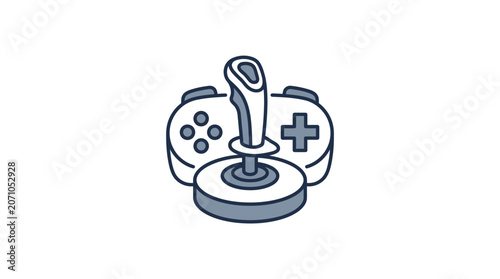 Video Game Controller and Joystick Icon Illustration