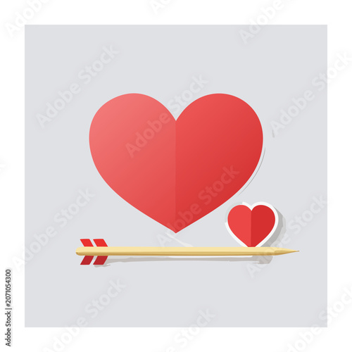 Paper Heart and Arrow Valentine Illustration