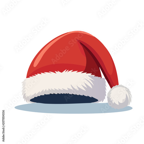 Red Santa hat with white trim illustration