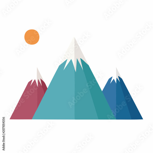 Flat design mountains with sun