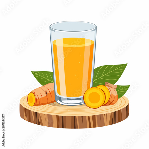 Glass of fresh carrot juice with whole and sliced carrots