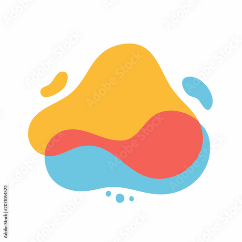 Abstract Fluid Shapes with Yellow, Red, and Blue Colors