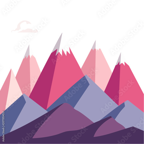 Abstract Geometric Mountain Landscape with Pink and Purple Hues