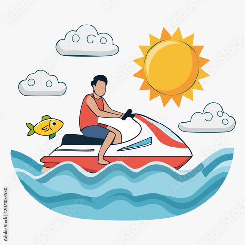 Person riding a jet ski on the water under the sun