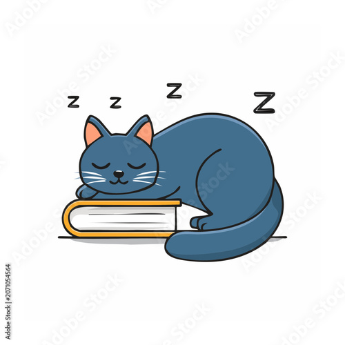 Sleeping cat on a book vector illustration