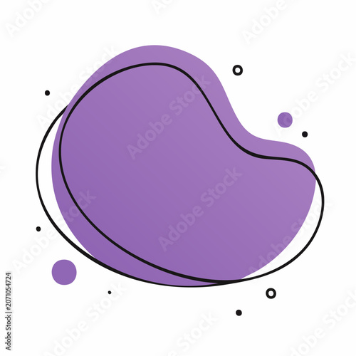 Abstract purple blob with black outline and dots on white background