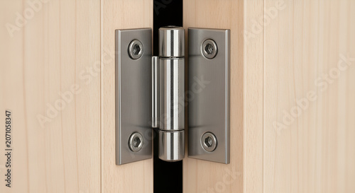 Metal Door Hinges Installed on Wooden Entry Doors in Modern Home Interiors