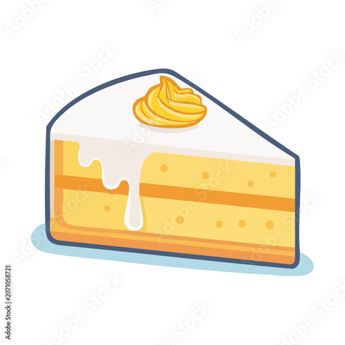 Illustration of a slice of cake with frosting and icing