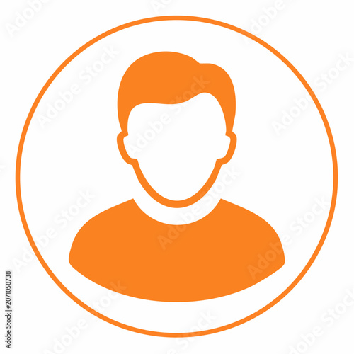Orange and white person silhouette icon in a circle
