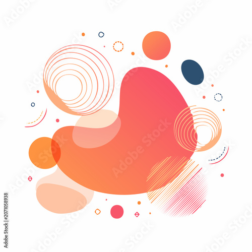Abstract Fluid Shapes and Circles with Gradient Colors