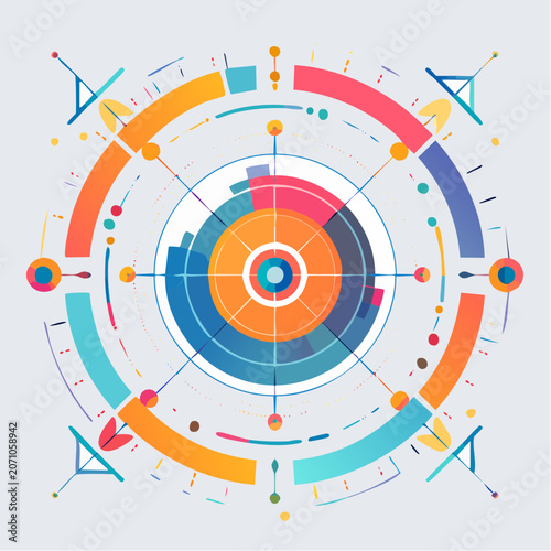 Abstract Futuristic Circular Technology and Data Visualization