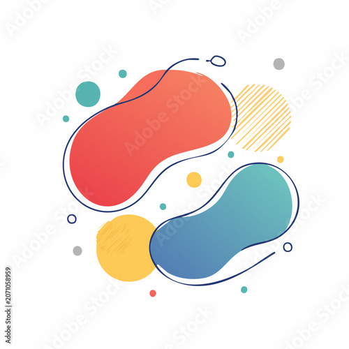 Abstract Organic Shapes with Gradient Colors and Line Art