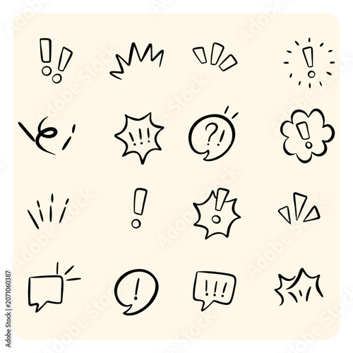 Comic Expression Accents and Speech Bubble Doodle Vector Set