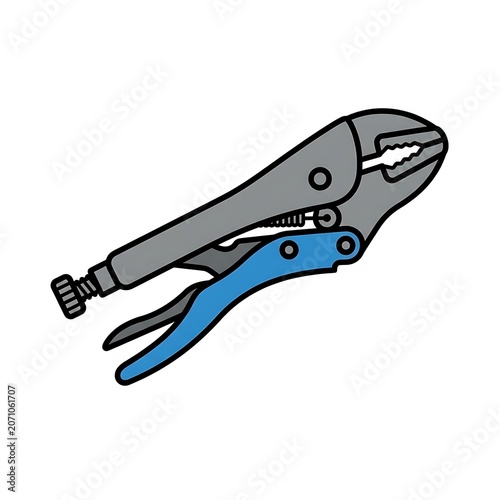 Blue adjustable wrench tool isolated on white.